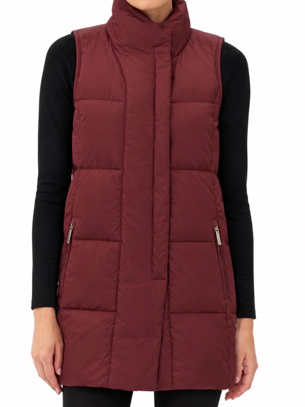 Lafayette 148 New York Quilted Sleeveless Puffer Vest - Wine